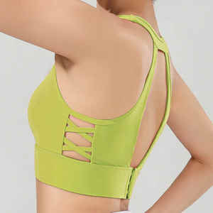 เสื้อชั้นในกีฬาโยคะแบบซัพพอร์ตสูงสำหรับผู้หญิง ขายส่ง พร้อมโลโก้ด้านหน้า แห้งเร็ว และผ้าระบายอากาศเป็นมิตรกับสิ่งแวดล้อม - Product Image 4