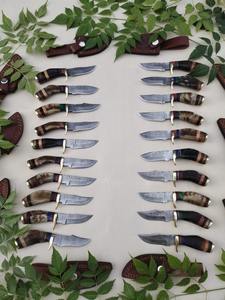 Cuchillo desollador de acero damasco de 6 pulgadas hecho a mano con mango de madera, cuchillo de caza OEM personalizable con vaina, lote de 20 piezas - Product Image 5