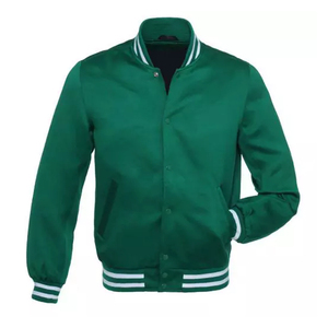 เสื้อแจ็คเก็ตเบสบอลผ้าซาตินแบบกำหนดเองสำหรับผู้ชาย สไตล์วาร์ซิตี้ แจ็คเก็ตบอมเบอร์ เนื้อผ้านุ่มเงางาม ขายส่ง - Product Image 1