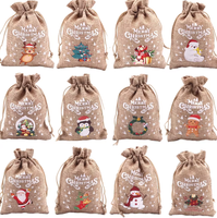Vente en gros de bonbons de Noël Sac cadeau de Noël mignon Sac en jute avec cordon de serrage pour décorations de Noël