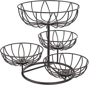 Panier à fruits en métal de couleur noire personnalisée fait à la main, dessus de Table classique et élégant, vente en gros panier à fruits en métal de forme ronde - Product Image 6