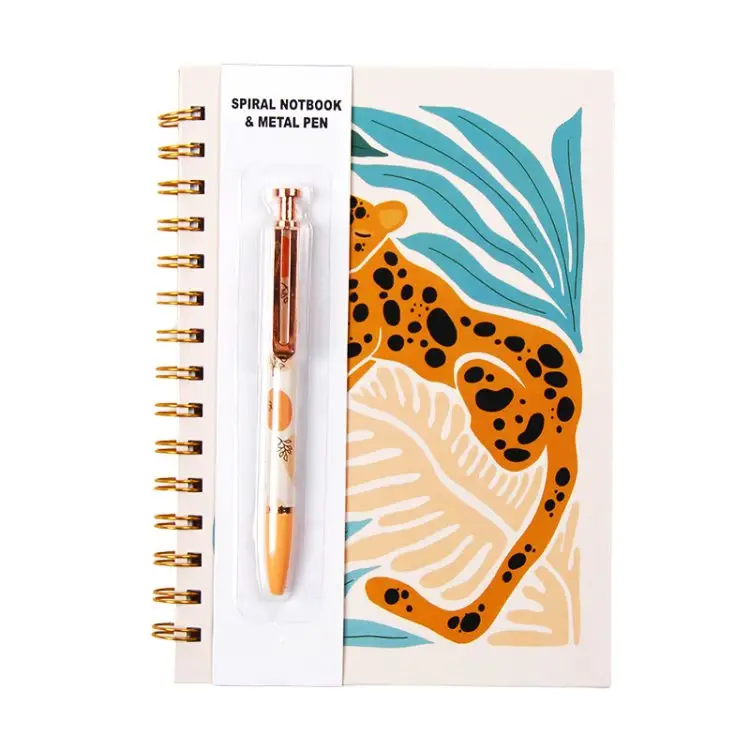 Interwell Eco-Friendly Customizable A5 Spiral Notebook with Elegant Metal Pen for Business and Personal Use