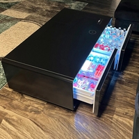 Table basse intelligente moderne avec réfrigérateur intégré, haut-parleur Bluetooth, lumière d'ambiance et son