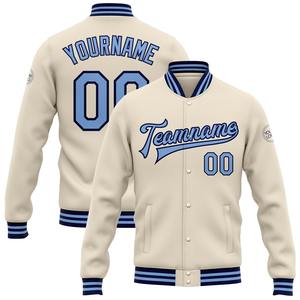 Vente en gros dans l'industrie directe Bomber décontracté hiver personnalisé bleu clair marine veste Letterman Varsity à snap complet - Product Image 4