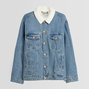 Veste en coton denim décontractée de qualité supérieure pour hommes Col montant Logo avant ODM Manteaux d'automne pour garçons - Product Image 2