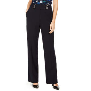 Pantaloni Eleganti da Donna Calvin Klein Blu Navy a Vita Alta con Bottoni Antipiega Taglia 10 - Product Image 1