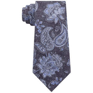 Cravatta Michael Kors Fine Line Paisley da uomo, colore antracite, taglia normale, in seta e poliestere, con motivo stampato intrecciato, stile casual. - Product Image 1