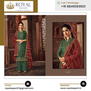 Ropa de fiesta de boda de calidad superior al por mayor que presenta la nueva colección de trajes Plazzo de seda del proveedor indio - Product Image 5