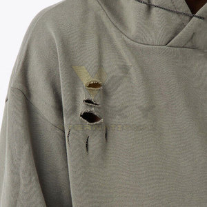 Nouveau Style hommes thermique grande taille sweats à capuche 100% coton polaire en détresse tenue décontracté en relief col à capuche hiver 2 pièces - Product Image 6