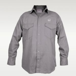 Camisa de trabajo de manga larga resistente al fuego ligera de sarga de algodón 100% FR para hombres, ropa de trabajo de soldadura - Product Image 1