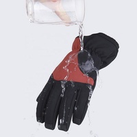 Gants de ski chauffants en cuir imperméables avec logo personnalisé, compatibles écran tactile, protection UV, fermeture auto-agrippante