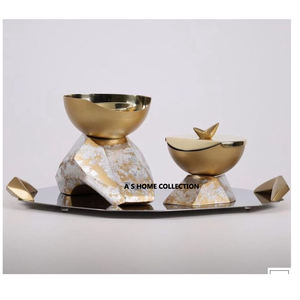 ล่าสุดปี 2024 หรูหราทันสมัยเหล็กโลหะตกแต่งชามดอกไม้สีทองและเตา - Product Image 4