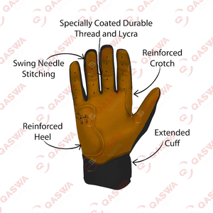 Gants de frappeur de baseball noirs durables et respirants pour hommes et femmes Gants de frappeur de baseball sur mesure bon marché - Product Image 2