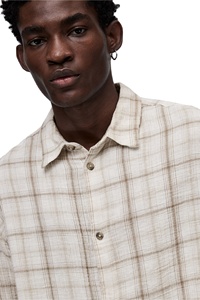 เสื้อลำลองแขนยาวสำหรับผู้ชาย, ผ้าฝ้าย100% ลายตารางมีระบายทรงพอดีตัวปกติผลิตจากผ้านิ่ม - Product Image 6