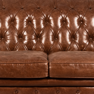 Sofá Chesterfield de Cuero Genuino de Búfalo |   Muebles de Estilo Industrial Vintage para Sala de Estar de Hotel o Villa |   Sofá de 3 Plazas Acolchado de Lujo - Product Image 2