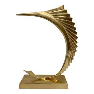 Custom Gold Finished <b>Metal</b> Sculpture <b>Garden</b> <b>Ornament</b> Modern Minimalist Outdoor Artwork Design - Product Image 1