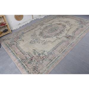 Alfombra turca Vintage Beige Rosa 6 'X 10,9' clásico área grande lana rectángulo abstracto Patchwork para la habitación de los adolescentes pasillo látex - Product Image 4