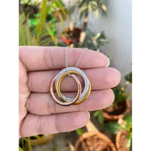 สร้อยคอเงินแท้ 925 ลายวงกลมสามวง สำหรับโอกาสเป็นของขวัญ - Product Image 2