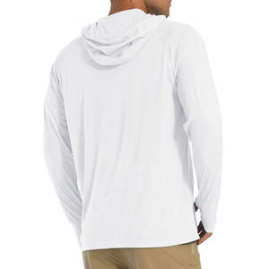 Camisas de pesca de manga larga para hombre UPF 50 con capucha Stock en blanco prensa de calor serigrafía logotipo personalizado - Product Image 2