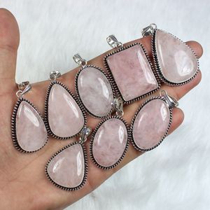 Quartz Rose Naturel Pendentif Pierres Précieuses Lisse Poli À La Main En Vrac Designer Collet Pendentif Bijoux - Product Image 3