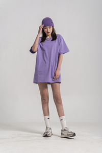 เสื้อยืดคอกลมแขนสั้นสำหรับผู้ชายและผู้หญิง, เสื้อยืดสีพื้นสำหรับคู่รักผ้าฝ้ายขนาดใหญ่พิเศษ250กรัม - Product Image 6
