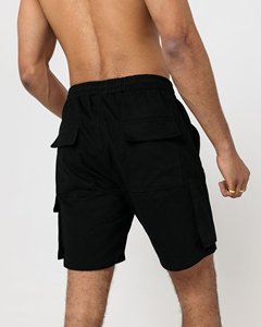 Heavyweight 100% cotton <b>mens</b> jogger solid black colour with side & cargo pockets boxy fit comfortable jogging <b>short</b> for <b>mens</b> - Product Image 4