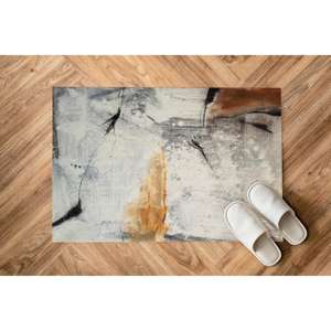 Geometric Printed <b>Rug</b>: Modern, Custom, Soft Tones, <b>Abstract</b>, Minimal Design,Chenille <b>Rug</b> - Product Image 5