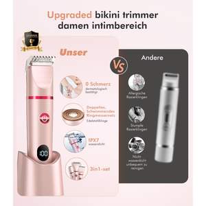 Depiladora Corporal Profesional para Mujer, Sin Irritación ni Dolor, Resistente al Agua IPX7, Afeitadora Íntima, Depilación en 3 Segundos - Product Image 4