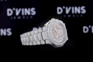 VVS المويسانيتي الماس الهيب هوب ساعة الفولاذ المقاوم للصدأ الخصر ماديتا اليدوية الإعداد الماس الفاخرة ساعات الكوارتز - Product Image 2