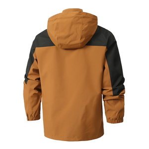 OEM Diseño de logotipo personalizado Vintage Hombres de ajuste regular Negro y azul de contraste de color de manga completa Chaqueta de invierno con cremallera Fly & Hood - Product Image 4