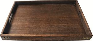 Plateaux de service en bois d'acacia faits à la main poignées grande assiette en bois pour apéritifs collations alimentaires décor à la maison cuisine utilisation durable - Product Image 2