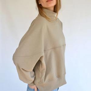 Wholesale <b>Women's</b> Winter <b>Long</b> Oversized Mock Neck Full Sleeves with Drop Shoulder Fleece <b>Sweatshirts</b> <b>for</b> Comfort Casual Wear - Product Image 2
