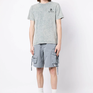 เสื้อยืดแขนสั้นคอกลมพอดีตัวสำหรับผู้ชายผ้าโพลีเอสเตอร์/ ผ้าฝ้ายกันรอยยับระบายอากาศได้ดีแห้งเร็ว - Product Image 2