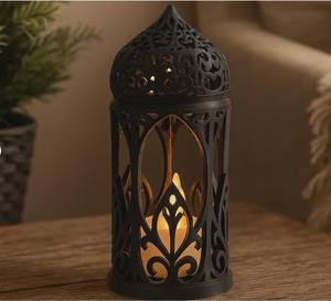 Decorative Metal <b>Moroccan</b> Lantern Set with Intricate Cutwork Warm Candle Glow Elegant Tabletop Accent for Festive Home <b>Decor</b> - Product Image 6