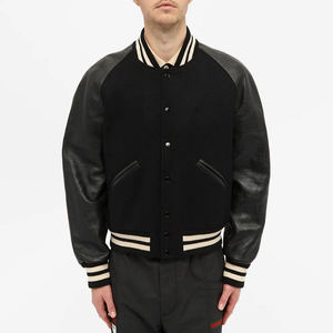 Vestes d'hiver décontractées pour hommes et femmes, corps en laine, manches en cuir, vestes chauffantes CollegeBaseballjacket pour hommes - Product Image 2