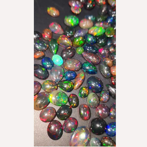 290ชิ้นโอปอลสีดำจากเอธิโอเปียธรรมชาติกับไฟ7มม. ถึง17มม. รูปไข่ Cabochon 342 CTS iroc ขายหลวมพลอย CAB เรา $274สำหรับทุกคน - Product Image 3