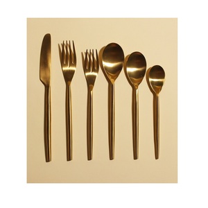 Ensemble de couverts modernes en acier inoxydable avec poignée de créateur, cuivre, argent, or et noir, couverts polis miroir pour hôtel - Product Image 1