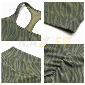 <b>Women</b> Fitness Workout Yoga Set Clothing Custom Printing Ribbed Sports 2 Pieces Gym Set Active Wear Yoga Sets - Product Image 3