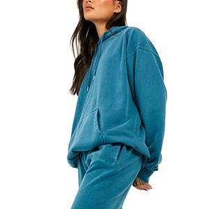 Conjunto Deportivo Informal de Primera Calidad Personalizado, Diseño Liso, 100% Algodón, Sudadera y Pantalones Jogger para Mujer - Product Image 3