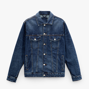 Vente en gros personnalisée de haute qualité Veste en jean pour hommes Veste de travail en jean Streetwear Veste en jean brodée respirante en coton pour hommes - Product Image 1