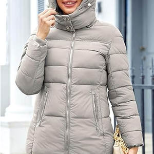 Chaqueta Acolchada Plegable para Mujer, Abrigo de Invierno con Capucha, Chaqueta de Plumón Gruesa y Ligera, Resistente al Viento para Clima Frío - Product Image 4