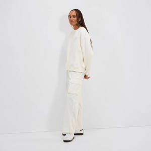 New Design <b>Ivory</b> Ribbed Neckline Women's Areski Sweatshirt Ribbed Cuffs And Hem Women's Hoodies And Workout Hoodies For Women - Product Image 3