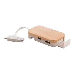 Holbaru Bamboo <b>USB</b> <b>Hub</b> Eco-Friendly Desk Set with Gadgets - Product Image 1