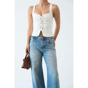 Blusa Ligera Color Crudo con Cordones - Product Image 1