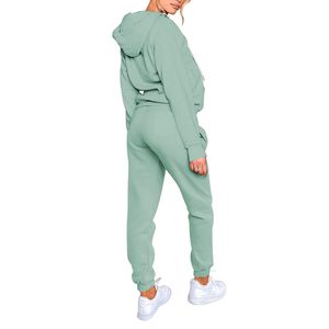 Vêtements de détente pour femmes avec logo personnalisé, ensembles de survêtement en tricot gaufré, ensembles de survêtement à capuche en 2 pièces, ensembles de détente pour femmes - Product Image 3
