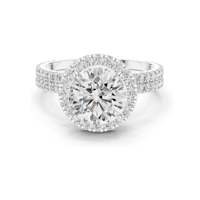 Bague de fiançailles pour femme avec halo de diamants de laboratoire ronds brillants de 2,83 carats, pierres VVS-VS EF CVD, or 18KT/14KT/10KT et argent 925 rose