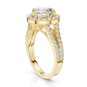 Bague de mariage en or 14 carats avec diamant de laboratoire certifié IGI, taille brillant rond de 2,50 carats, couleur F, clarté VS1, style halo - Product Image 4