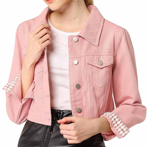 2025 femmes vêtements d'été coupe ajustée boutonné manches longues décontracté Streetwear recadrée Denim vestes OEM veste en jean personnalisé - Product Image 1