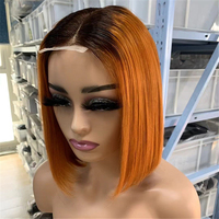 Perruque Bob Courte en Diverses Couleurs, Perruque Bob en Dentelle avec Fermeture Frontale, Perruque Bob en Cheveux Brésiliens Vierge Sans Colle, Dentelle 8-14 Pouces, Cheveux Brésiliens