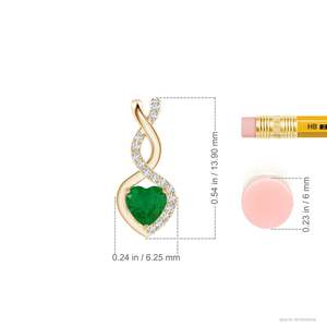 14K <b>Solid</b> <b>Gold</b> Heart & Infinity Shape Natural Green Emerald Diamond Accents Romantic Luxury IGI Certified Handmade Fine Jewelry - Product Image 3